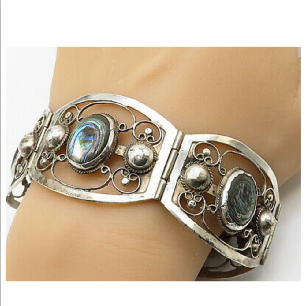TNC MEXICO 925 Vintage Abalone Art-Decor Bracelet